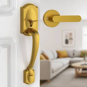 Calzibeno B0fpc5pbyr Front Door Handle Brass Exterior Passage Lever Vintage