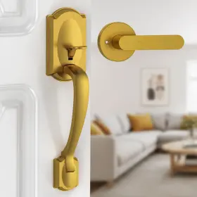 B0fpc5pbyr Calzibeno Front Door Handle Brass Exterior Passage Lever Vintage