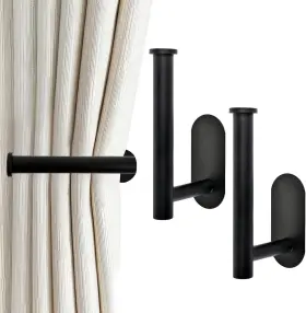 S0002156 Caphont 2 Pack Adhesive Metal Curtain Hooks And Tiebacks - No Drill L Shaped Holdbacks
