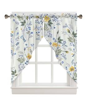 Capsceoll 2401033802 Swag Valances Curtains Floral Leaves Rod Pocket Window For
