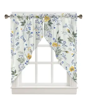 2401033802 Capsceoll Swag Valances Curtains Floral Leaves Rod Pocket Window For
