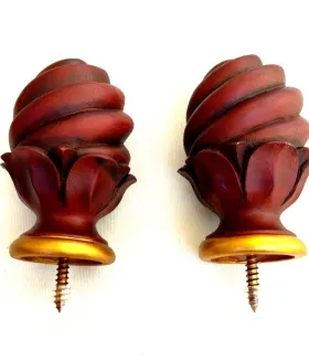 Cassidy West 704951680242 Drapery Medallions Curtain Rod Ceramic Sets Of 2 Burgundy