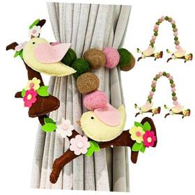 Celemirth Ce185 Handmade Felt Curtain Tie-back-2 Pack Bird Haven Theme Birds