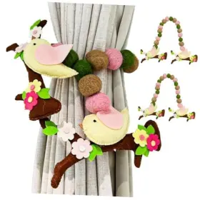 Tie-back-2 Celemirth Ce185 Handmade Felt Curtain Pack Bird Haven Theme Birds