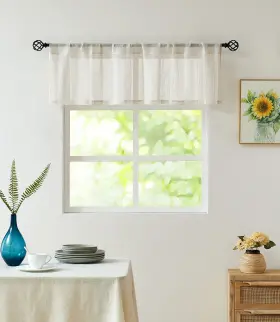 Central Park 738295469300 Beige And White Kitchen Window Curtain Valance Vertical Stripe S