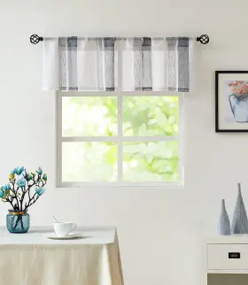 Central Park 738295469423 Navy And White Kitchen Window Curtain Valance Vertical Stripe Sh