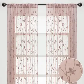Chanasya 840195705393 Premium Embroidered Vine Curtains - Sheer For Living Room