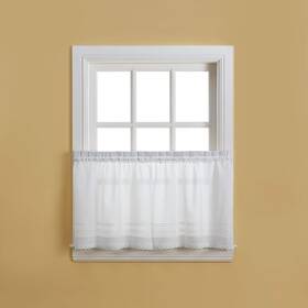 Chf 1z402103wt White Crochet Cafe Kitchen Curtain Window Tier Pair Rod Pocket 29w X 36l Inch