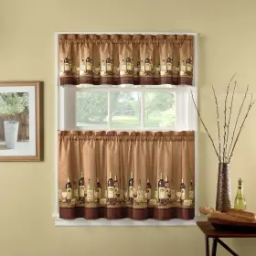 1z46760ymu Chf Industries Wines Kitchen Curtain Set 36-inch Length Brown