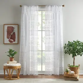 1z83190gwt Chf Boho Curtains Sheer Lace Vintage Tassel Fringe Window Curtain Panel
