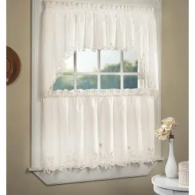 Chf Industries 646998623076 Battenburg Cotton Lace 5-piece Window Tier And Swag Set White 36 Inch