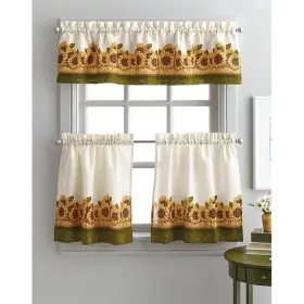 Chf Industries 646998650850 Curtainworks Happy Sunflower Garden Kitchen Tier Set - 36 Yellow Inch 3 Pc S