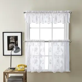 1-valance Chf Industries 646998694830 Curtainworks Sibella Lace Kitchen Curtain Valance And Tier White