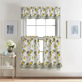 1-valanc Chf Industries 646998694892 Curtainworks Vintage Lemon 3-piece Kitchen Curtain Tier And Multi-color
