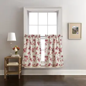 1-valance Chf Industries 646998694939 Curtainworks Antique Rose Kitchen Curtain Valance And Tier Red