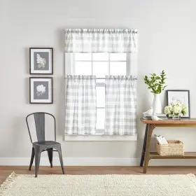 1-valance Chf Industries 646998697831 Curtainworks Farmhouse Buffalo Check 3-piece Kitchen Curtain Grey And