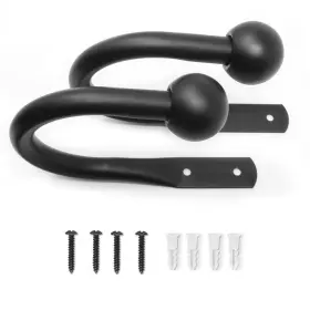 Chicology 817568027345 Classic Ball Finial Tie Pair Hook Backs Set Of 2 Essential Black 100% Steel