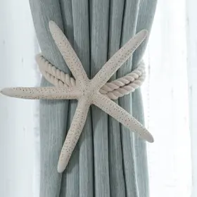 Chictie 710328037021 2 Pieces Natural Starfish Curtain Tieback Rope Drapery Holdbacks Cott