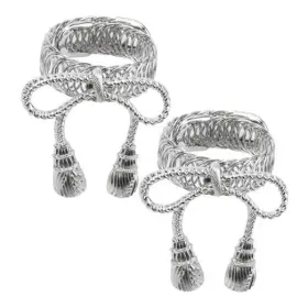 0652 Chinflly 2 Pack Curtain Tiebacks Spring Design Modern Style Holdback Bow Tie Silver