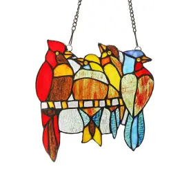 Chloe Lighting 602573782163 Tiffany Style Bird Design Stained Glass Window Panel Suncatcher
