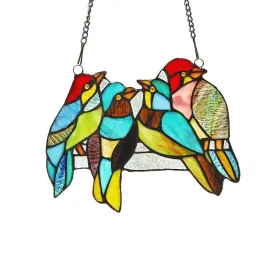 Chloe Lighting 602573782170 Tiffany Style Bird Design Stained Glass Window Panel Multi-color