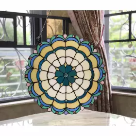 Chloe Lighting 602573782897 Tiffany Style Round Stained Glass Window Panel Multi-color
