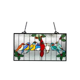 Chloe Lighting 602573850275 Tiffany Style Gathering Bird Design Window Panel Multi-color M