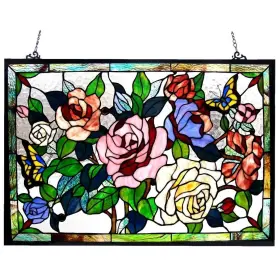Chloe Lighting 602573850398 Floral Design Glass Bronze Window Panel Multi-color