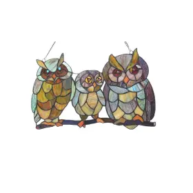 Chloe Lighting 602573850497 Tiffany Style Owl Design Window Panel/suncatcher Multi-color M