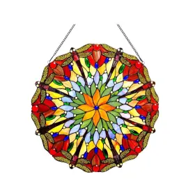 Chloe Lighting 602573850503 Tiffany Style Dragonfly Design Stained Glass Window Multi-color M