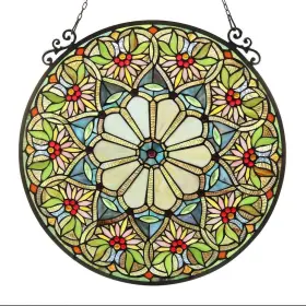 Chloe Lighting 602573853177 Tiffany-style Floral Design Stained Glass Window Panel Multi-color