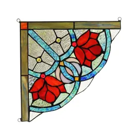 Chloe Lighting 602573854419 Tiffany Style Stained Glass Window Corner Panel Multi-color