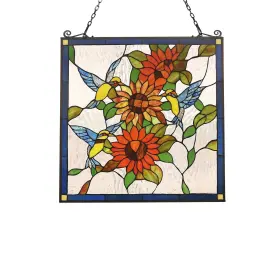 Chloe Lighting 602573878828 Tiffany Style Bird And Flower Design Suncatcher