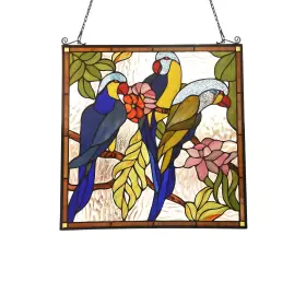 Chloe Lighting 602573878958 Tiffany Style Bird And Flower Design Suncatcher