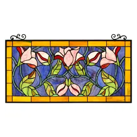 Chloe Lighting 707772955865 Floral Design Window Panel/ Suncatcher Multi-color