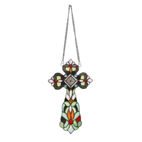 Chloe Lighting 707772959474 13 Inch X 8 Victorian Design Cross Stained Glass Panel/ Suncatcher