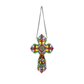 Chloe Lighting 707772959481 13 Inch X 8 Victorian Design Cross Stained Glass Panel/