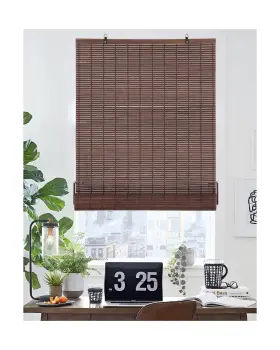 70031brw-cs-72 Chryeiiu 72in Cordless Bamboo Roman Shades Blinds Roll Up Light Filtering Roller W Inch