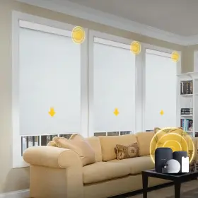 S001 Citolen Motorized Blinds With Remote Grasscloth Fabric Smart Valance Cov