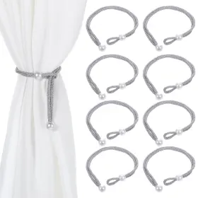 688238 Classicseali 8pcs Curtain Tiebacks Adjustable Rope Tie Backs With Pearl Buckle For Drapes