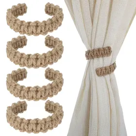 725237 Classicseali 4 Pack Curtain Tiebacks Boho Farmhouse Ties Rustic Rope Curta Inch