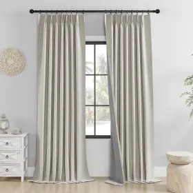 Gy-chm1p-14beige-50w96 Cniuyhi Total Blackout Beige Back Tab Curtains Linen Textured Pinch Pleat Cu