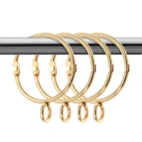 Coideal 702411838301 Gold Eyelet Curtain Rings 20 Pack 1.5 Inch Openable Metal Drapery Loops Fits Up