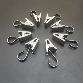 Bp-curtainclips-silver100p Coideal Curtain Clips Hooks Stainless Steel - 100 Pack Silver Heavy-duty Wire Ho