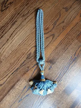 021947 Conso Curtain Chair Tieback - 30 Inch Spread With 6 Tassel Blue And Yellow