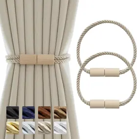 Contoeey 313098947943 Curtain Tiebacks Magnetic Boho Holders For Drapes 2 Pack Rope Ti