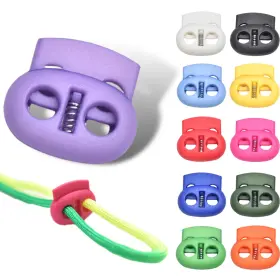 Fls003 Coobigo 100 Pcs Plastic Cord Locks For Drawstrings Double Hole Spring Stopper Fastene