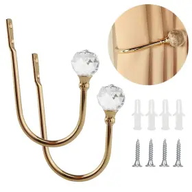 Jschbgd01us Coolnice 2 Pack Curtain Holdbacks Wall Mounted Tiebacks Hooks Glass Crystal Shape