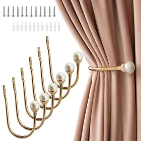 Jspegd03-us Coolnice 6 Pack Curtain Holdbacks Wall Mounted Tiebacks Hooks Plastic Pearl U