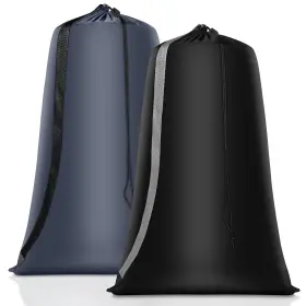 H004-laundry Coomee Heavy Duty Laundry Bag 2 Pack Xl Nylon Bags With Straps Washable Lar